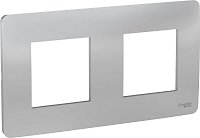 Рамка универсальная Schneider Electric Unica Studio 2-м. алюминий